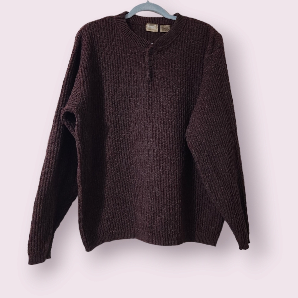 Haggar Knit Sweater Quarter Button Pullover for Men Size Large